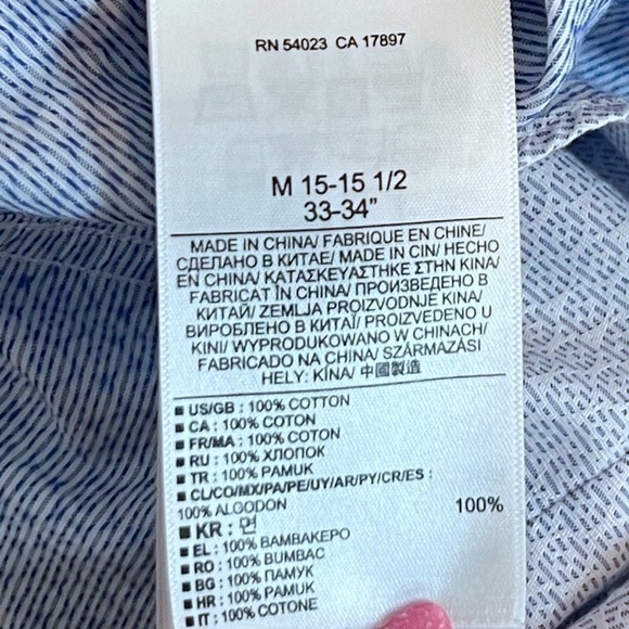 Banana Republic Men’s Long Sleeve Button Down Dress Shirt White Sz 15-15 1/2 M - Picture 6 of 7